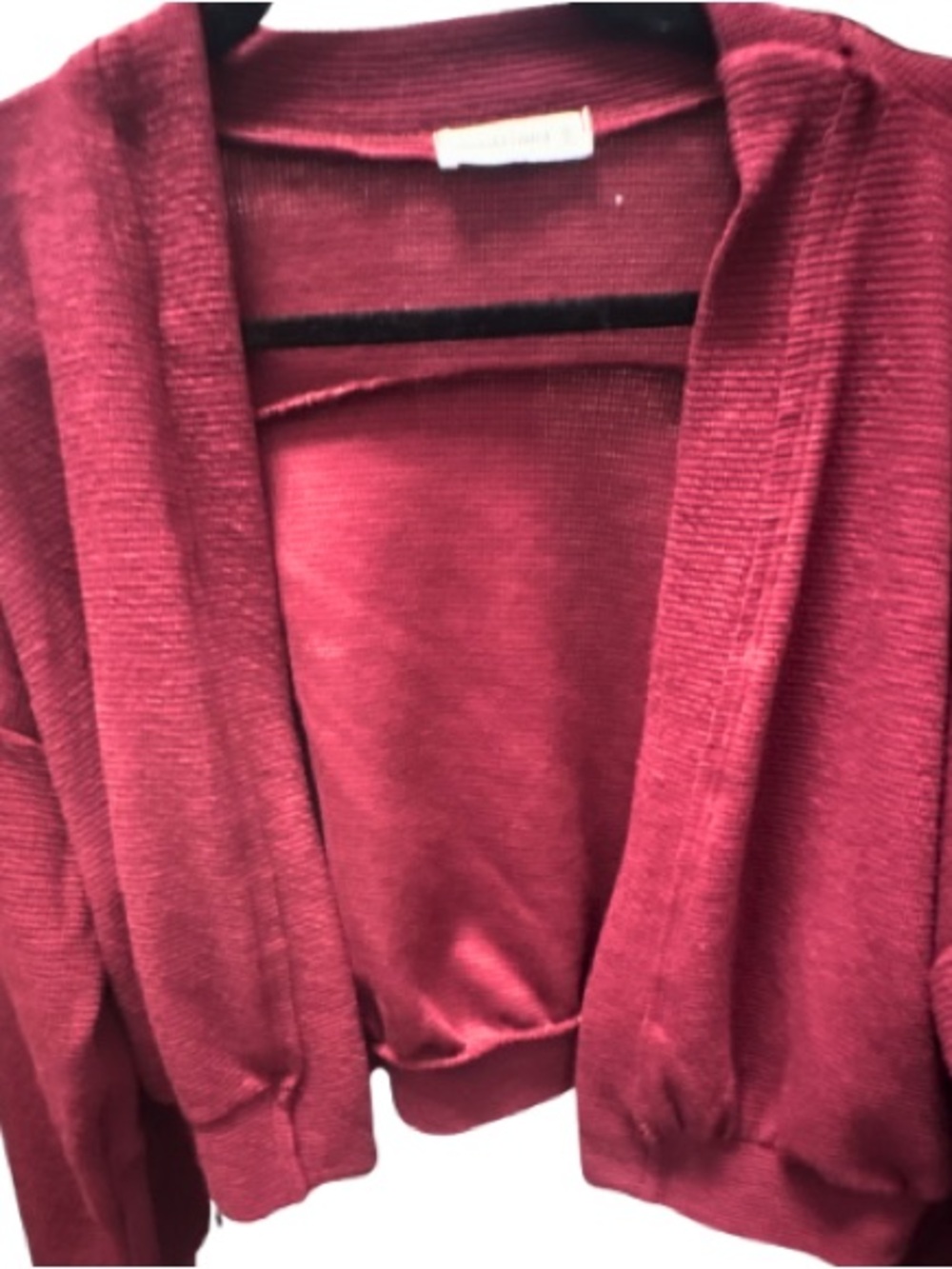 Open-Front Wine Knit Cardigan Sweater